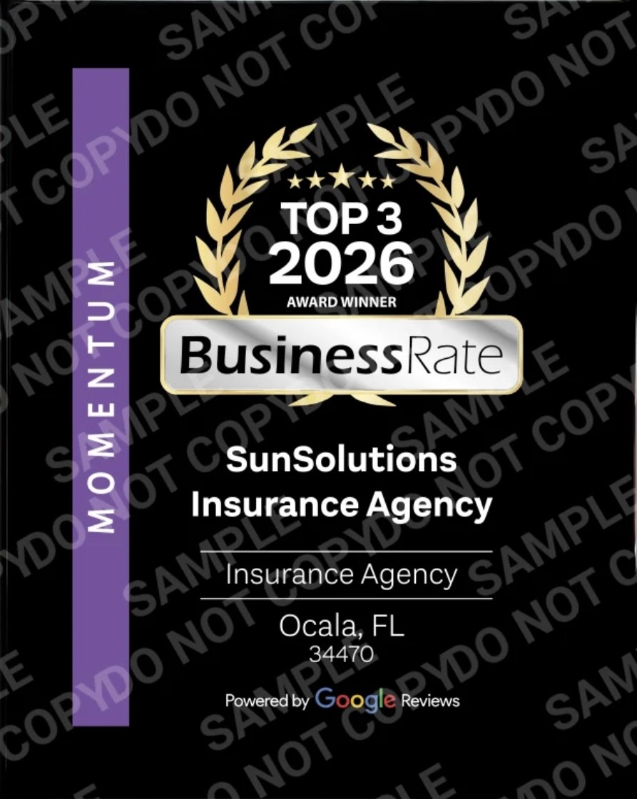 SunSolutions Insurance Agency Top 3 2026 Google Reviews Award